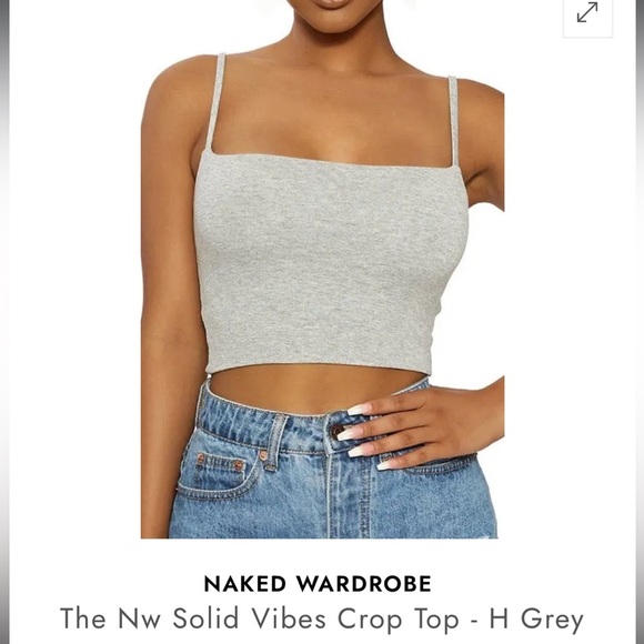 naked wardrobe Tops - Naked Wardrobe The NW Solid Vibes Crop Top Large in H GREY NWOT 123